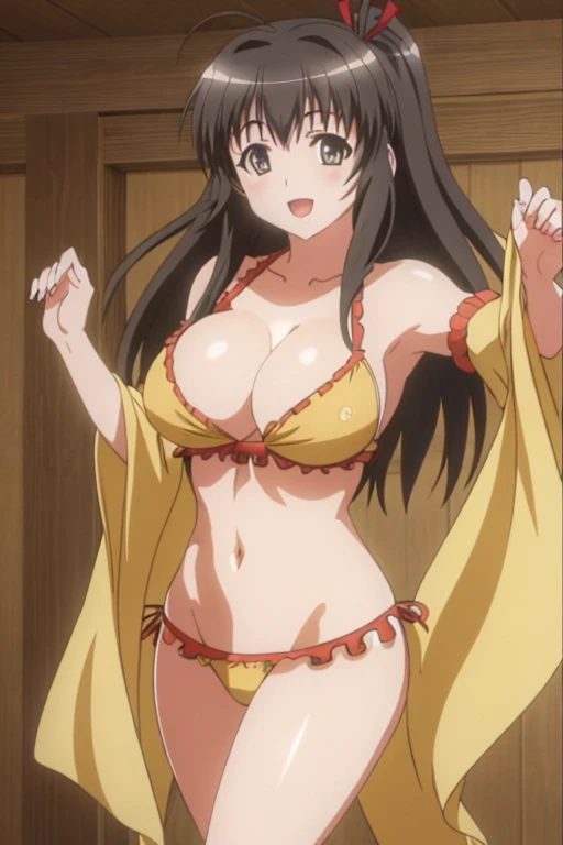 masterpiece, best quality, beautiful art, high resolution, well formed hands, body and fingers, 1 woman, solo, Chizuru Minamoto, 31 years old, grown up, arabian belly dancer, adult, large and round breasted, cleavage, hair ribbon, full body, sexy and skimpy arabian belly dancer outfit , gorgeous legs and thighs , dancing seductively and erotically, turning backwards and forwards, showing her back and front, shaking her body, bikini thong, smiling joyfully, looking at the viewer, flirting, beach environment