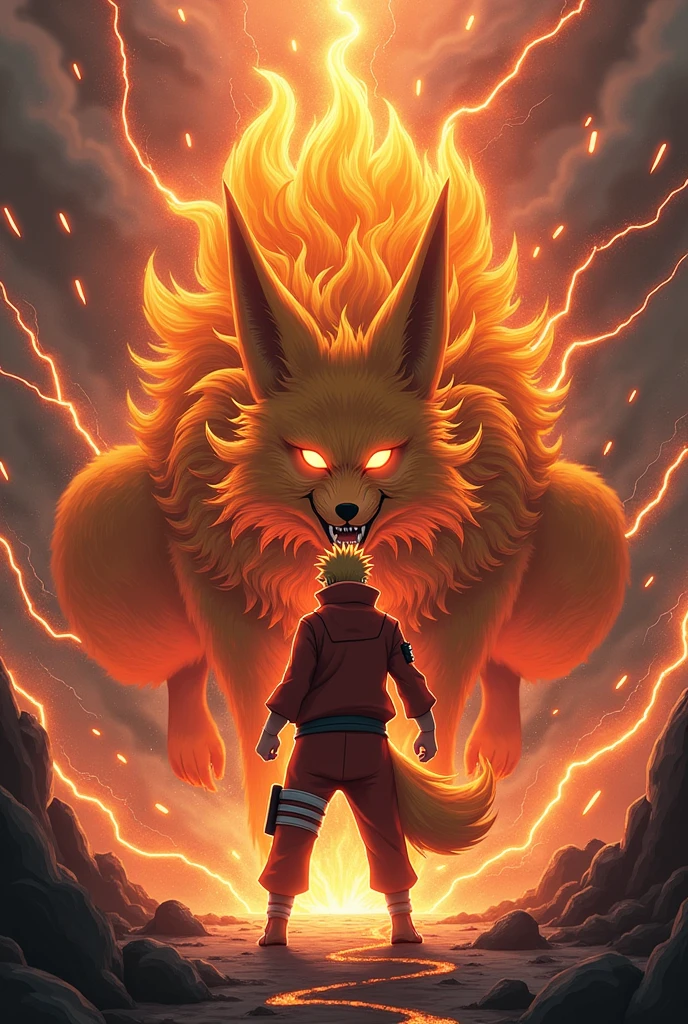 Naruto Uzomaki Transforming into the Nine Tailed Fox