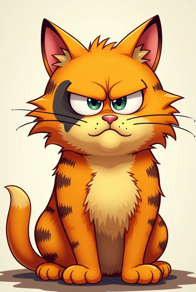 An adult male orange Garfield style cat with a scar over his right eye