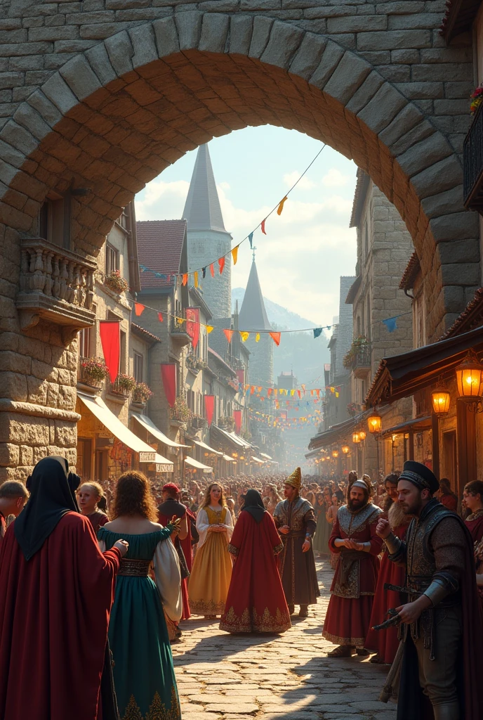 A medieval party below the bridge