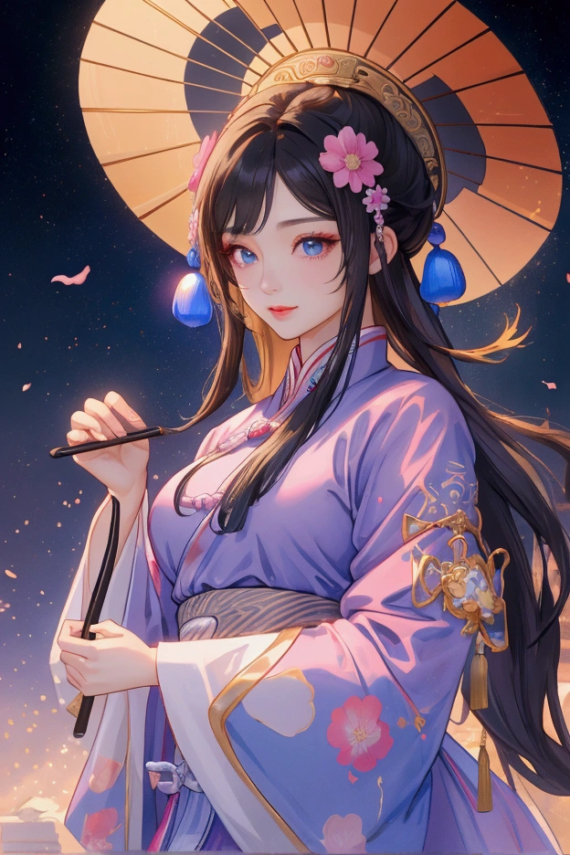 (Highest quality、 8k 、masterpiece、High resolution)、(Chinese Drama、Changgexing、Li Changge、Dililaba)、Tang Dynasty、Changan、1 Female、Beautiful young person、blue eyes、Pretty lips、Hairpin、decoration、(Noble Princess)、(Anime Beauty)、(Anime Art)、Smiling and posing happily、Bright atmosphere、Light colored long hair、Light pink Hanfu、古いChanganの街並み、Tang Dynasty Buildings、Tang Dynasty Buildings、Official Art、Detailed CG、