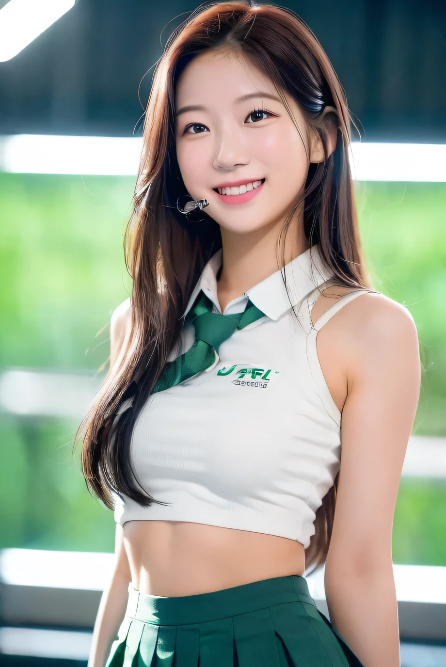 One girl, Happy, smile, (At the supermarket:1.2), ((school uniform:1.2)), RAW Photos, (photoRealistic:1.37, Realistic), Highly detailed CG integrated 8K wallpaper, View your viewers, (((Straight from the front))), (high qualityスキン:1.8, Glowing Skin), 8K Ultra HD, Digital SLR, Soft lighting, high quality, Film Grain, Fujifilm XT3, ((Upper Body:1.6)), (Professional Lighting:1.6)