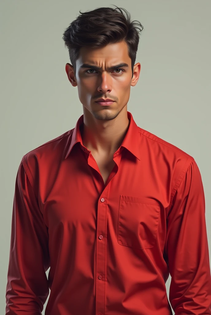 CREATE A Young MAN WITH RED SHIRT
With small angriness