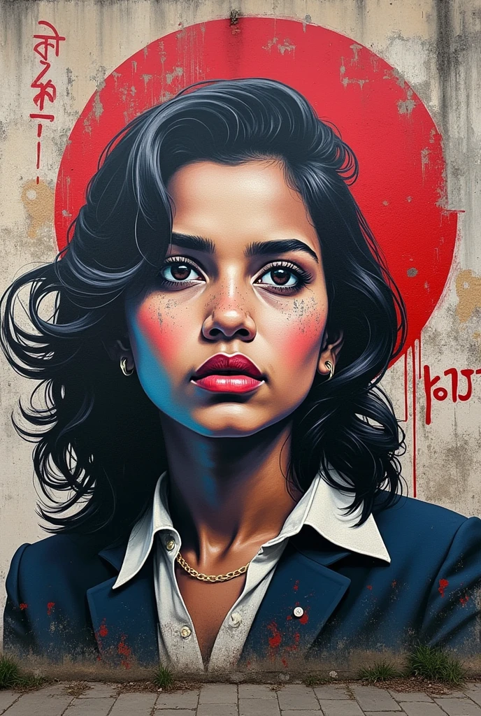 A graffiti art about the recent student protest in Bangladesh that inspires people to do their work together