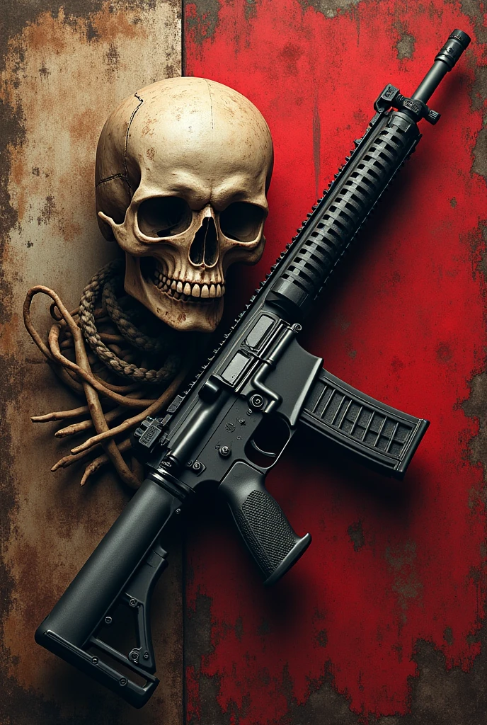 something like that but the flag is horizontal and the skull is in the lower right corner, and add a UZI weapon