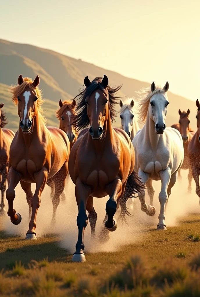 Seven horses running wallpaper for mobile phone