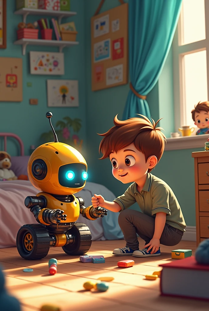 The Helpful Robot: Timmy builds a small robot that helps him clean his room and organize his toys.