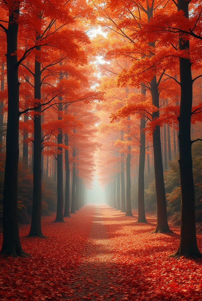 Autumn maple forest,Vision,Bipenggou, Sichuan,Realism,Ultra-clear,Wide Angle,16K