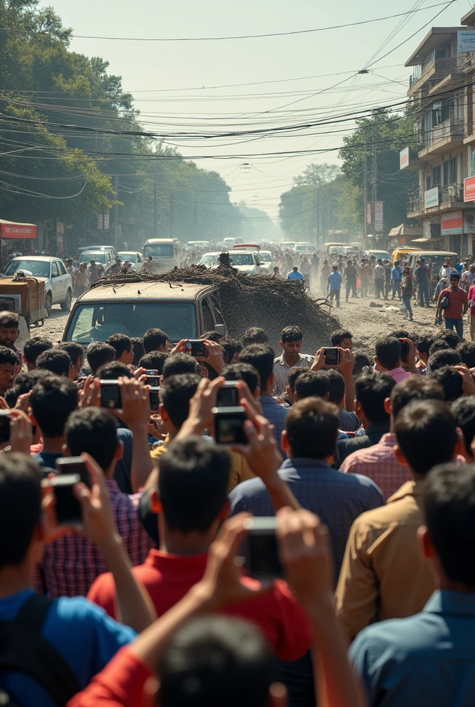 Create a photo where a big accident took place in indian
some people taking videos and photos is there hum still..?