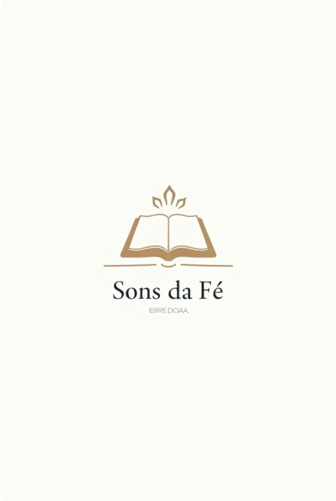 "Create a minimalist and serene logo for a YouTube channel called 'Sons da Fé,' which focuses on Bible readings accompanied by white noise. The logo should incorporate the following elements:

Icon: A simple, open Bible icon in the center, with soft, flowing sound waves emanating from the pages, symbolizing both scripture and peaceful sounds. Consider using subtle waves or light beams to suggest the audio aspect without overwhelming the visual.

Typography: The channel name 'Sons da Fé' should be placed next to or below the icon. Use a modern serif font for the text, which should be legible and elegant. If there's space, include a small tagline beneath the channel name, such as 'Leitura Bíblica e Ruído Branco' in a smaller, complementary font.

Color Palette: Use calming, spiritual colors such as light blue, soft gray, or beige for the main elements. The background should be white or a very light shade to maintain a clean and peaceful look.

Layout: The logo should be balanced and symmetrical, suitable for both horizontal and stacked (icon above text) formats. The design should work well in both small sizes (like a YouTube profile picture) and larger formats.

Style: The overall style should evoke peace, spirituality, and concentration, avoiding overly complex or busy elements. The design should be modern but with a timeless feel, appealing to a wide audience interested in spiritual content."
