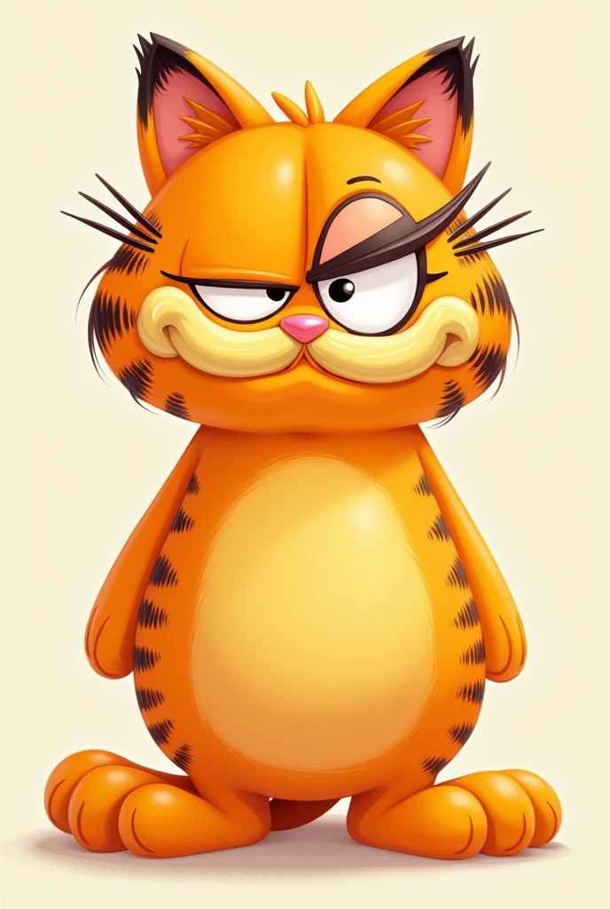 An adult male orange Garfield style cat with a cut scar over his right eye 