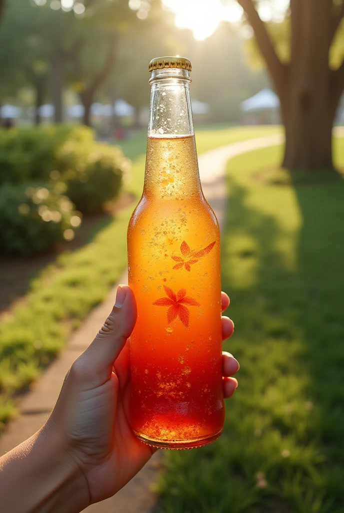 A soda from India Quiche in San Marcos Park on a sunny day