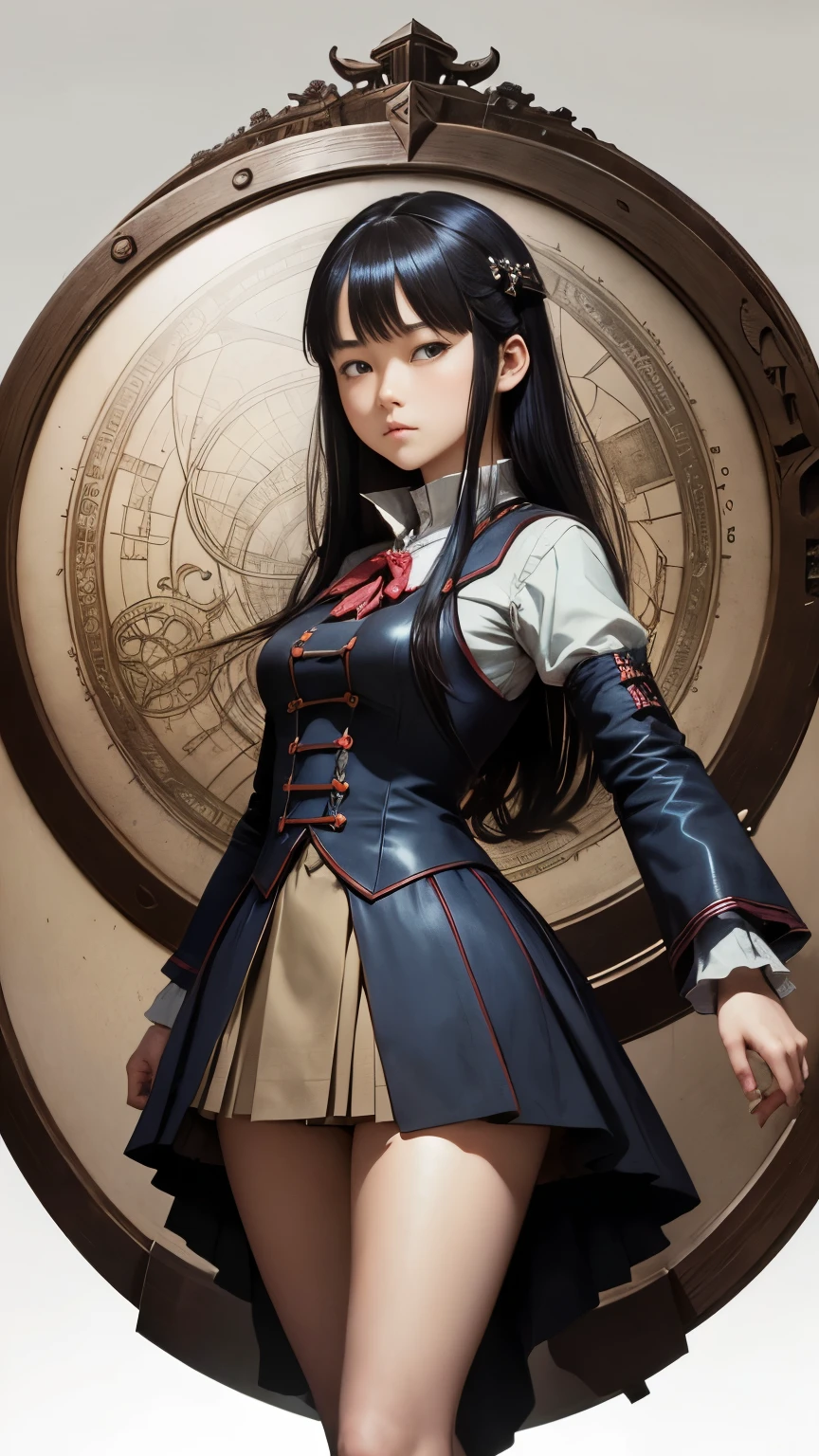 Harry Rountree, Avis Acres, Thomas Mackenzie, minoru nomata, Surrealism, wonder, strange, fantastical, fantasy, Sci-fi, Japanese anime, world of non-Euclidean geometry, changing three-dimensional perspective, perspective and cross-sectional views, beautiful high school girl in miniskirt, detailed masterpiece 
