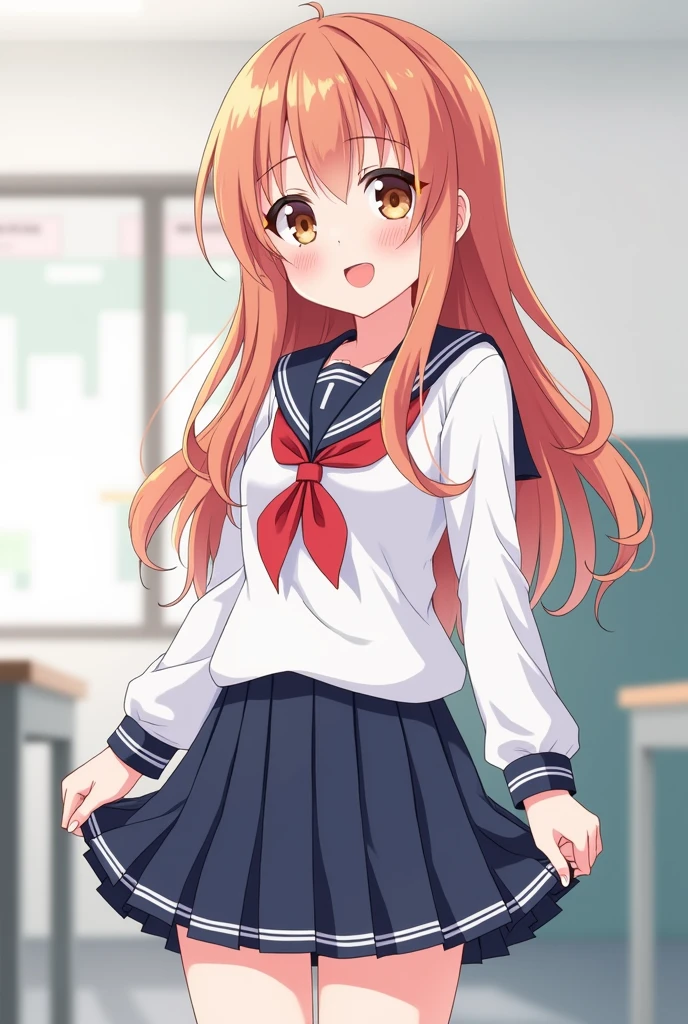 Schoolgirl anime manga lifting her skirt