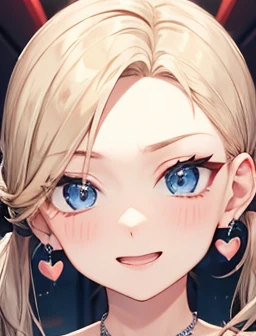 ?????、Only the face、Wide forehead、short hair with twin tails、Long bangs、Blonde、Double、blue eyes、Silver earrings、Get angry、smile、Bangs standing、The bangs are up、eye shadow、Xiaowa、Wide forehead、?????、Heart Necklace