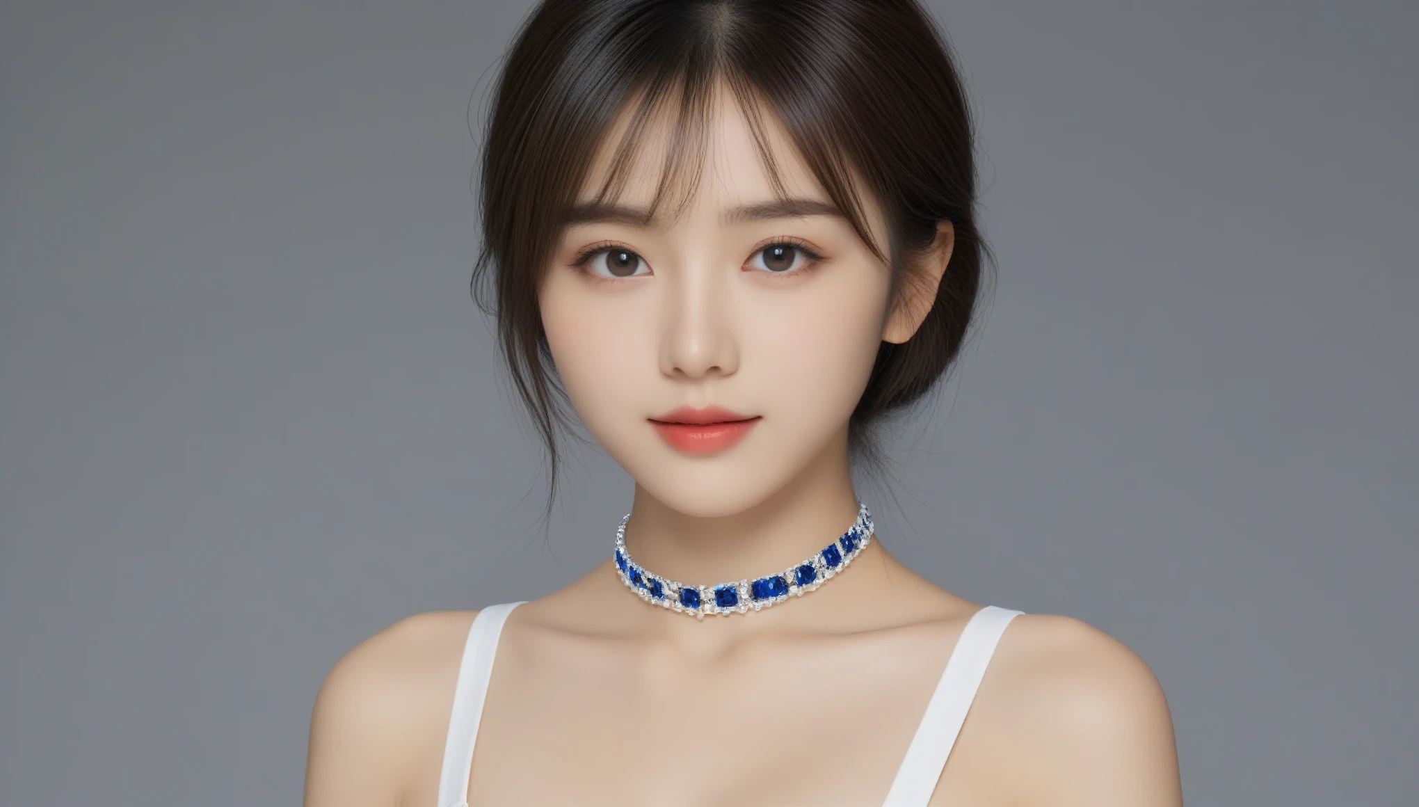 8k, Ultra-high resolution, Highest quality, masterpiece, 三分割法によるphotograph,Surreal, photograph, 1 Girl, (16 years old:1.3), pretty girl, Cute Face, 細部までBeautiful Eyes, 細かくdetailedに,masterpiece,One Girl:1.2,Japanese female announcer,extream close up,smile,Black Hair,Bowl cut(Ultra-realistic) , (figure), (Increase the resolution), (8k), (非常にdetailedな), (best figure), (Beautiful attention to detail), (Highest quality), (非常にdetailedな), (masterpiece),  (wallpaper), (detailedな顔), alone,1 girl, Looking at the audience,  Subtle details, detailedな顔s, In the Dark, Deep Shadow, Modest,Pure Erotic Face Ace_v1, smile,Attractive girl、16 years old、(Perfect female body:1.4)、(女の子のポートレートphotograph:1.4)、(Photorealistic images:1.4),Fantasy art,(Beautiful Face:1.4),Beautiful and attractive eyes、Beautiful Eyes、(Tight waist:1.4)、(9 Beautiful girls with perfect body proportions:1.4),Red lips,(choker:1.4),Looking at the audience,(((Ideal body type))),A-cup small breasts :2,、Portraiture:2、Perfect Anatomy、鮮明なdetailed、detailed,Fashion magazine cover,Thin lips,Gray background ,完璧でBeautiful Face ,完璧でCute Face, Skin with attention to detail, Perfect limbs、Narrow waist,Looking at the audience,(((Ideal body type))),A cup small breasts :2,Portraiture:2,Perfect Anatomy,鮮明なdetailed,detailed,Surreal,Light and shadow,spotlight