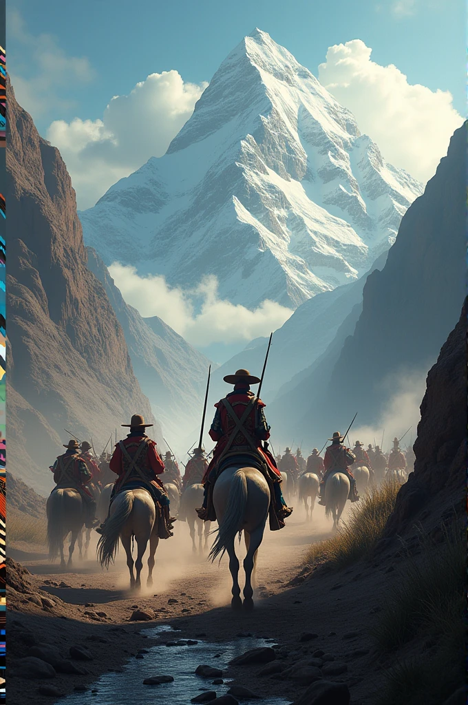 Bolívar crosses the Andes That irrigate two oceans Swords like sparks Flash in Junín.
Indomitable centaurs Descend to the plains And the end of the epic begins to be felt.