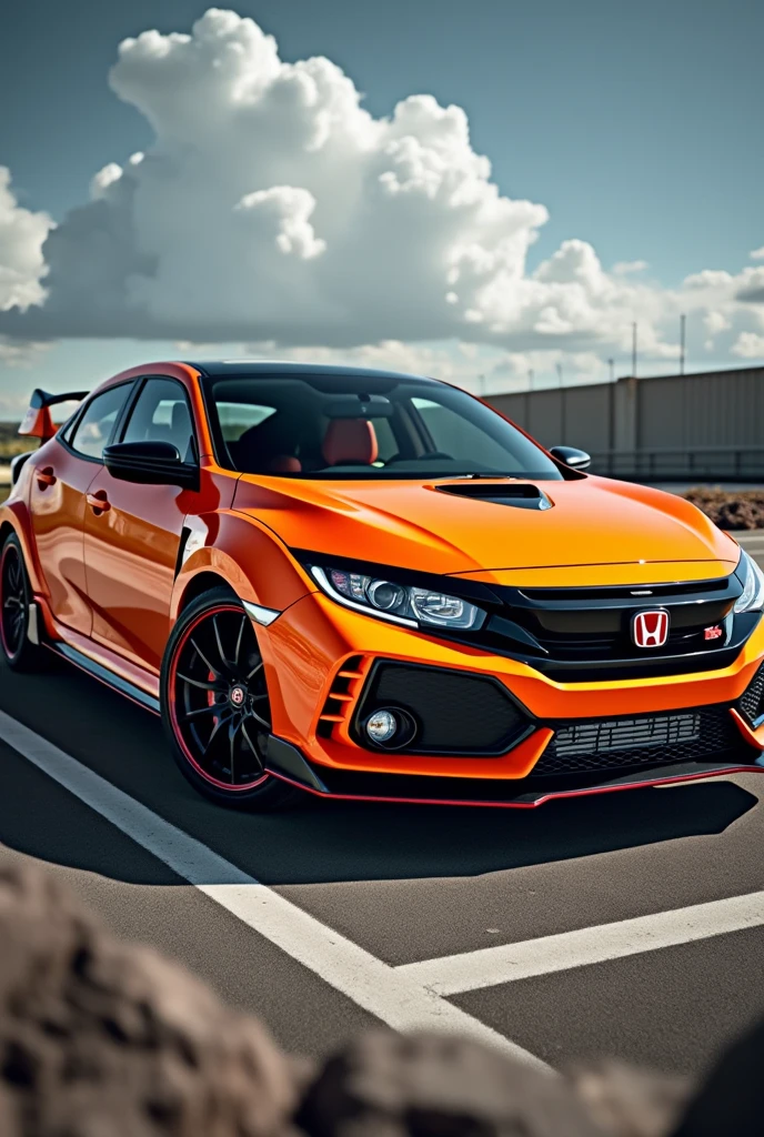 Honda civic type r . Crab concept. Orange color.