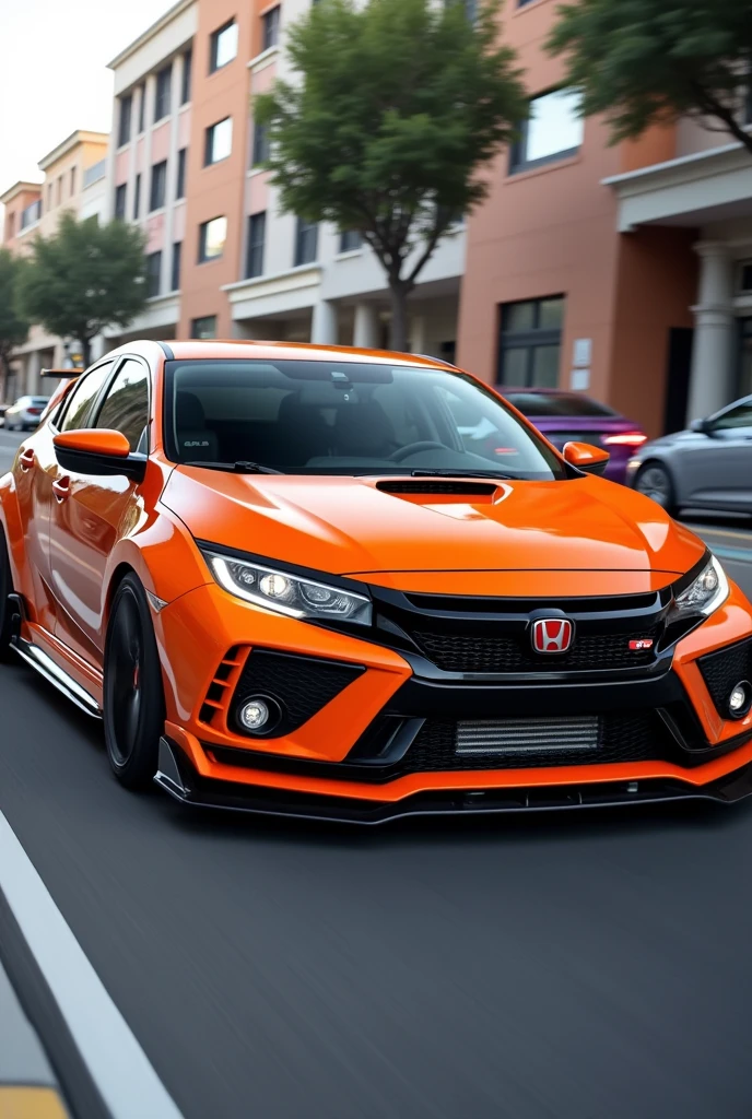 Honda civic type r . Crab concept. Orange color. 