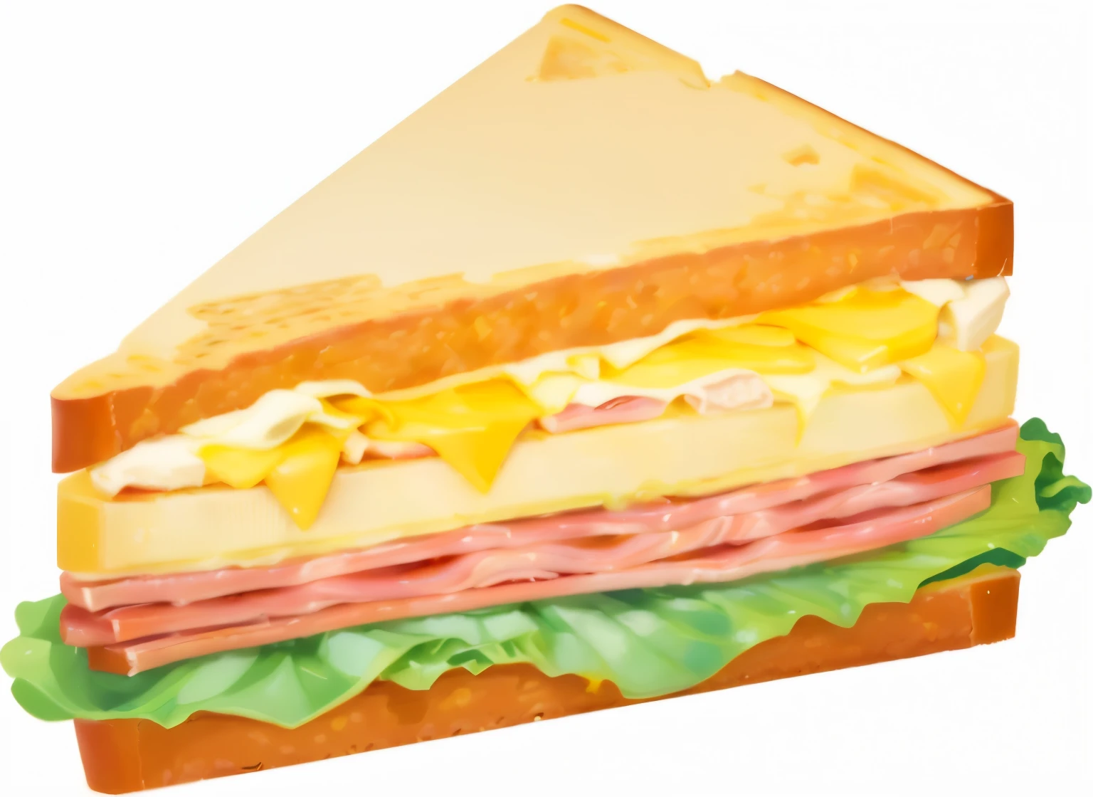 a cartoon panini with ham, cheese, Place on a plate with lettuce, panini, Hyper-realistic food pictures, lunchmeat, [ The art of math ]!!, made in illustrator, diner background, HD illustrations, [ The art of math, Amazing food illustrations, Panini, Business Illustration, Draw with photoshop, author：August Chernigoy, Art Toast 8p