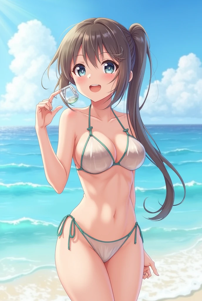 Anime girl in transparent bikini 