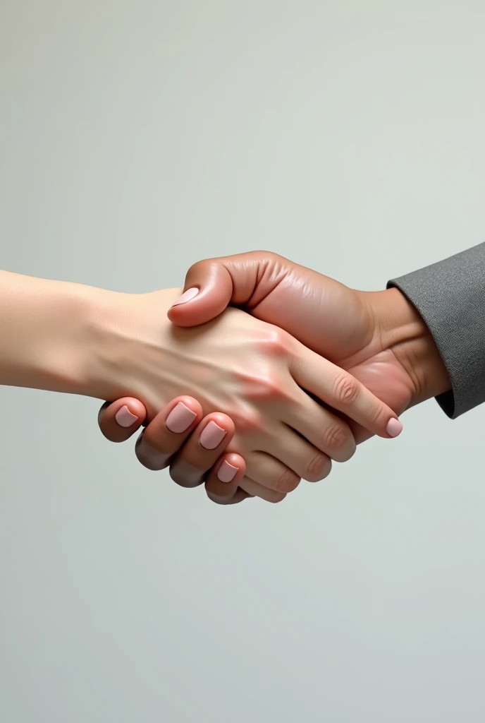 Two hands shaking each other, one female hand and the other male