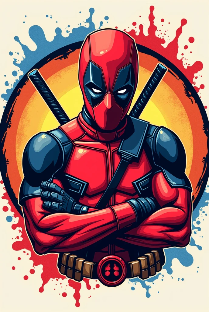 Design circular, t-shirt designer, 2d ilustration deadpool