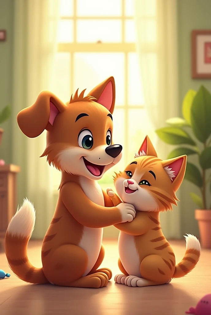 create image of a more happier dog and cat together