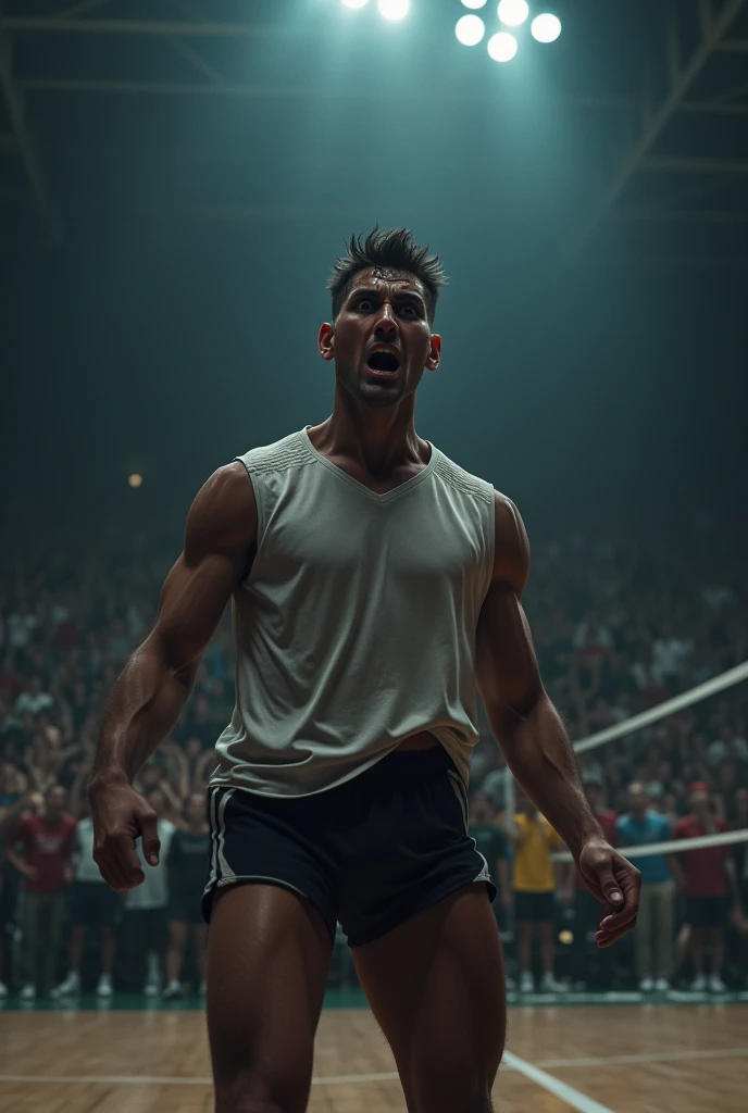 Scared male volleyball player