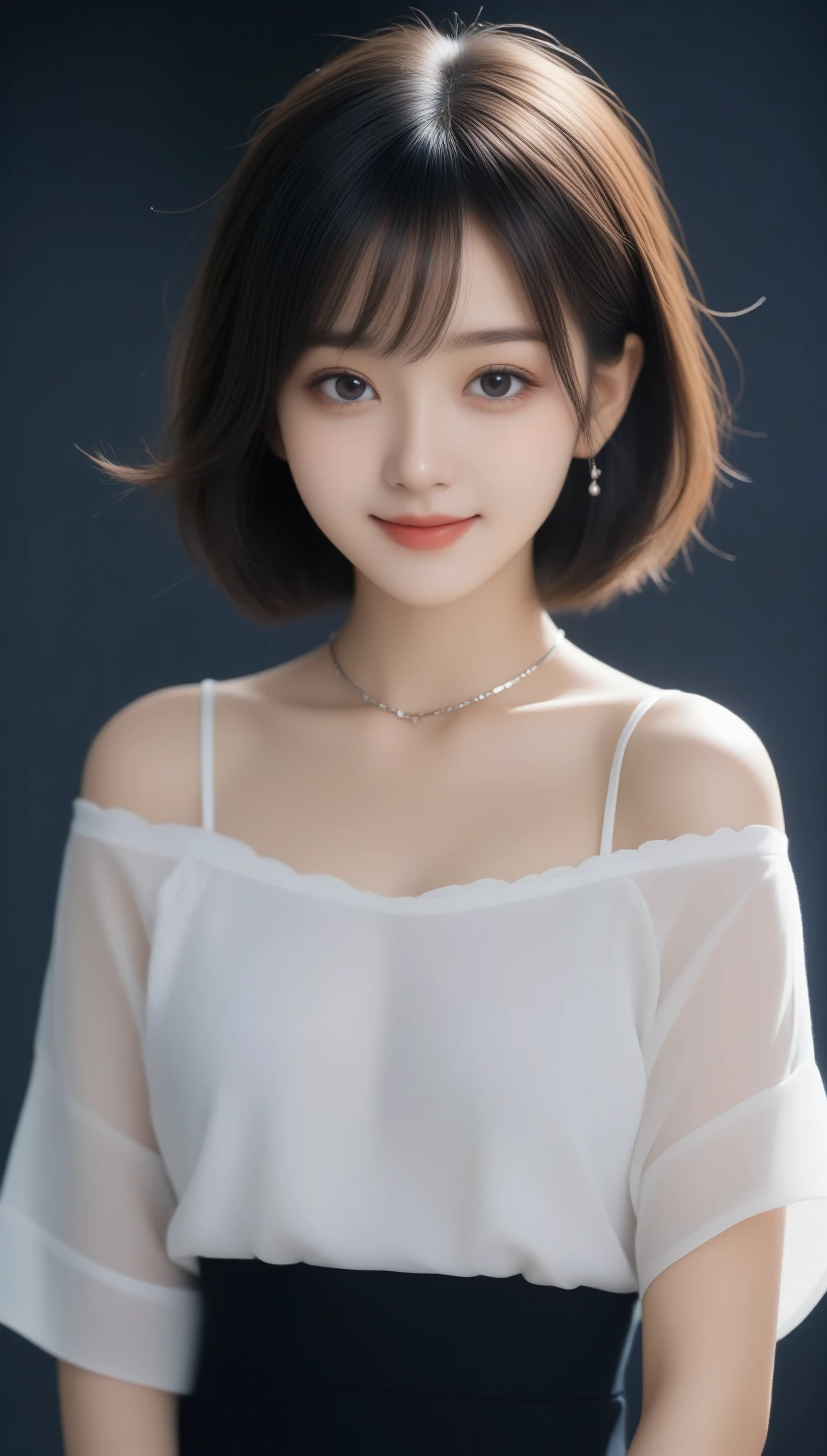 8k, Ultra-high resolution, Highest quality, masterpiece, 三分割法によるphotograph,Surreal, photograph, 1 Girl, (16 years old:1.3), pretty girl, Cute Face, 細部までBeautiful Eyes, 細かくdetailedに,masterpiece,One Girl:1.2,Japanese female announcer,close up,smile,Black Hair,Bowl cut(Ultra-realistic) , (figure), (Increase the resolution), (8k), (非常にdetailedな), (best figure), (Beautiful attention to detail), (Highest quality), (非常にdetailedな), (masterpiece), (wallpaper), (detailedな顔), alone,1 girl, Looking at the audience, Subtle details, detailedな顔s, In the Dark, Deep Shadow, Modest,Pure Erotic Face Ace_v1, smile,Attractive girl、16 years old、(Perfect female body:1.4)、(女の子のポートレートphotograph:1.4)、(Photorealistic images:1.4),Fantasy art,(Beautiful Face:1.4),Beautiful and attractive eyes、Beautiful Eyes、(Tight waist:1.4)、(9 Beautiful girls with perfect body proportions:1.4),Red lips,(choker:1.4),Looking at the audience,(((Ideal body type))),A-cup small breasts :2,、Portraiture:2、Perfect Anatomy、鮮明なdetailed、detailed,Fashion magazine cover,Thin lips,Gray background ,完璧でBeautiful Face ,完璧でCute Face, Skin with attention to detail, Perfect limbs、Narrow waist,Looking at the audience,(((Ideal body type))),A cup small breasts :2,Portraiture:2,Perfect Anatomy,鮮明なdetailed,detailed,Surreal,Light and shadow,spotlight