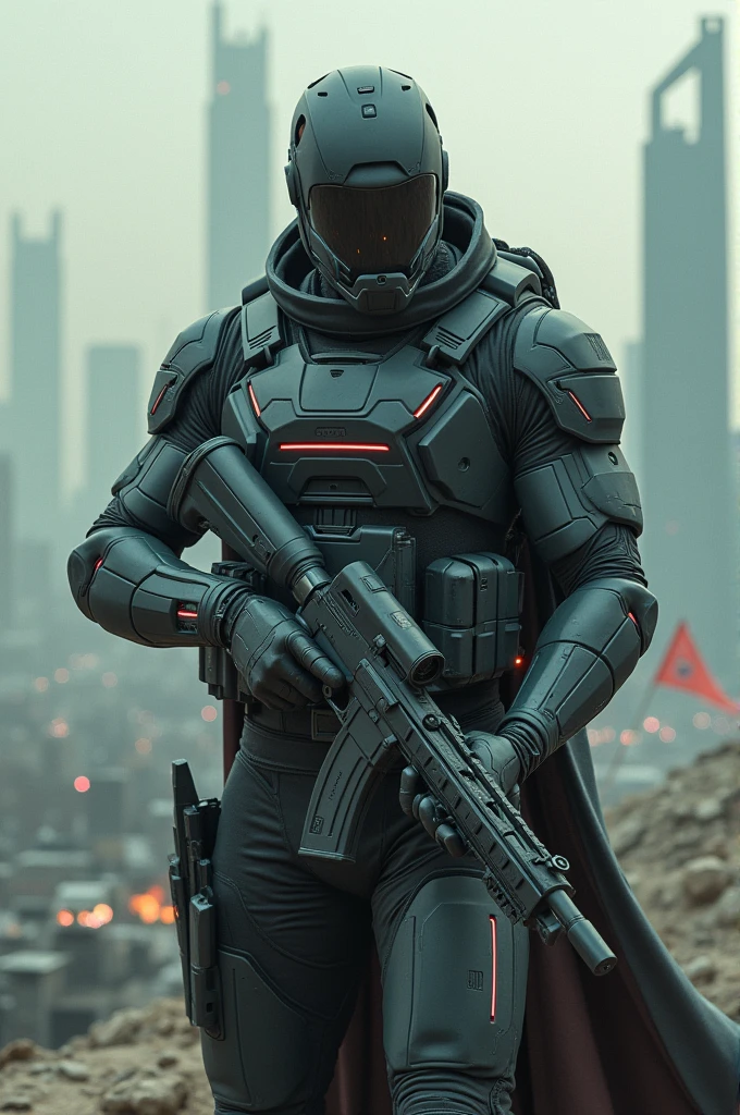 A man with hight teck weapons
