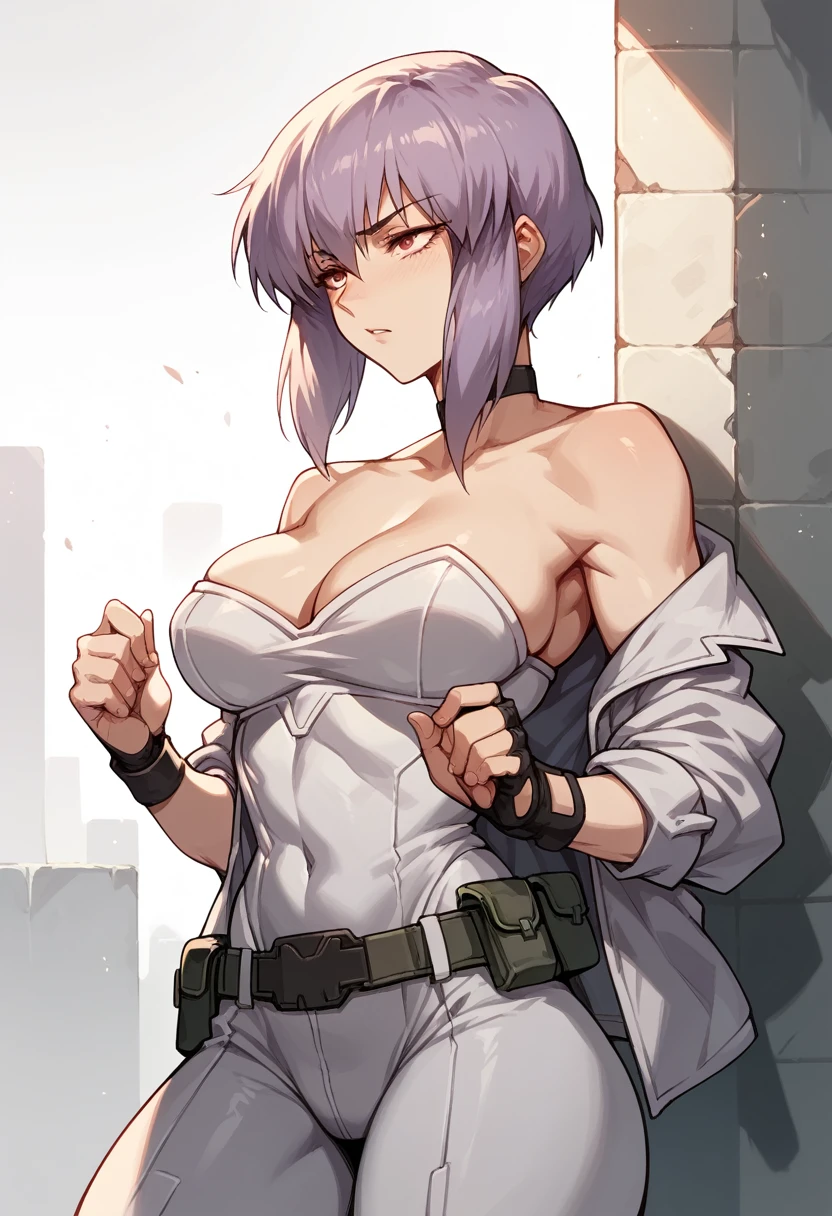 Ghost in the Shell&#39;s super muscular Motoko in a see-through high-leg swimsuit with an anal dildo for anal expansion、Nipples super erect breast milk