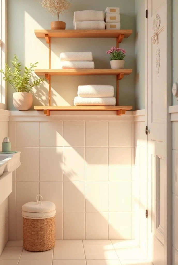 cute bathroom with empty shelf