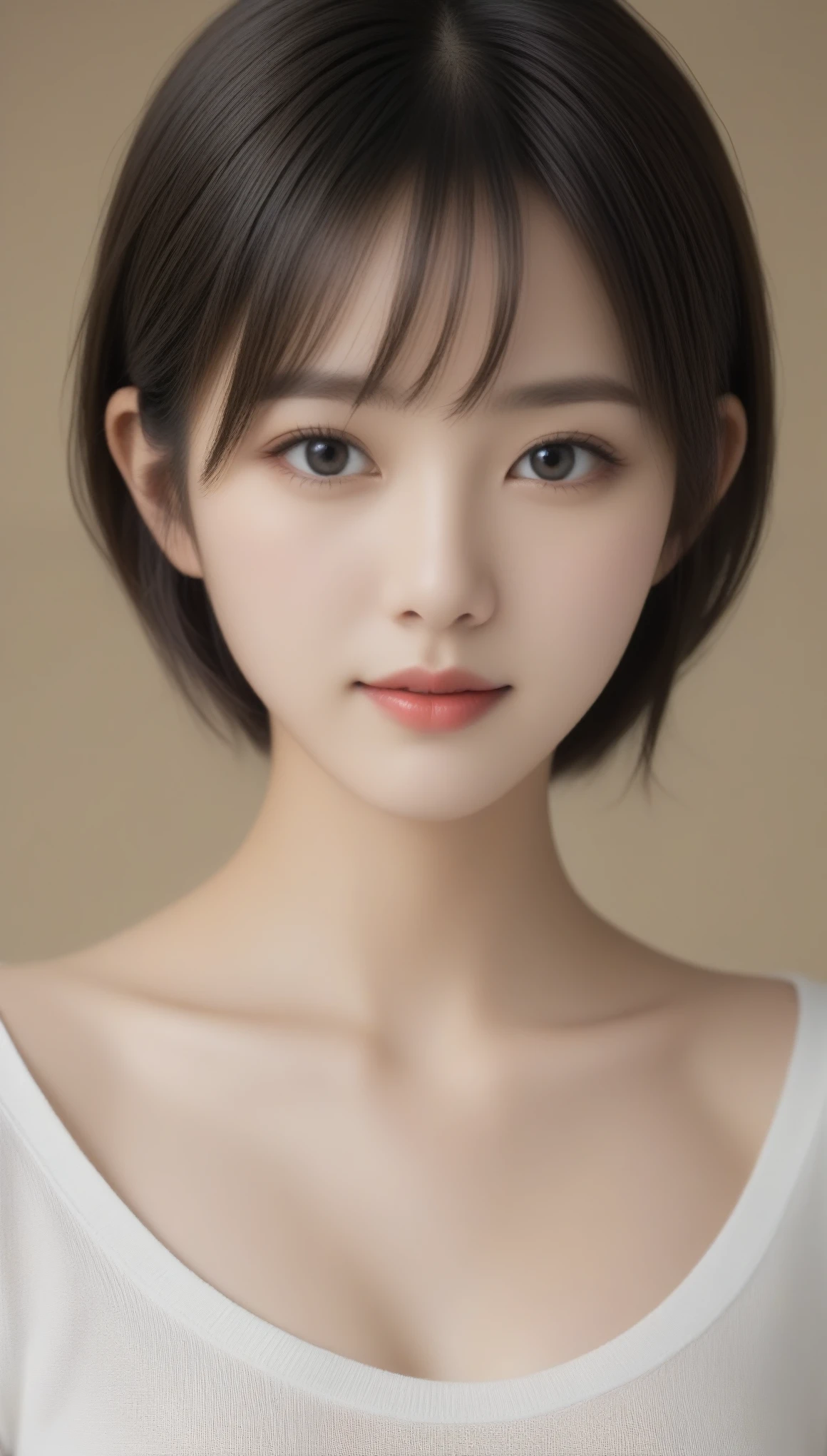 8k, Ultra-high resolution, Highest quality, masterpiece, 三分割法によるphotograph,Surreal, photograph, 1 Girl, (:1.3), pretty girl, Cute Face, 細部までBeautiful Eyes, 細かくdetailedに,masterpiece,One Girl:1.2,Japanese female announcer,close up,smile,Black Hair,Bowl cut(Ultra-realistic) , (figure), (Increase the resolution), (8k), (非常にdetailedな), (best figure), (Beautiful attention to detail), (Highest quality), (非常にdetailedな), (masterpiece), (wallpaper), (detailedな顔), alone,1 girl, Looking at the audience, Subtle details, detailedな顔s, In the Dark, Deep Shadow, Modest,Pure Erotic Face Ace_v1, smile,Attractive girl、16 years oldmale body:1.4)、(女の子のポートレートphotograph:1.4)、(Photorealistic images:1.4),Fantasy art,(Beautiful Face:1.4),Beautiful and attractive eyes、Beautiful Eyes、(Tight waist:1.4)、(9 Beautiful girls with perfect body proportions:1.4),Red lips,(choker:1.4),Looking at the audience,(((Ideal body type))),A-cup small breasts :2,、Portraiture:2、Perfect Anatomy、鮮明なdetailed、detailed,Fashion magazine cover,Thin lips,Gray background ,完璧でBeautiful Face ,完璧でCute Face, Skin with attention to detail, Perfect limbs、Narrow waist,Looking at the audience,(((Ideal body type))),A cup small breasts :2,Portraiture:2,Perfect Anatomy,鮮明なdetailed,detailed,Surreal,Light and shadow,spotlight