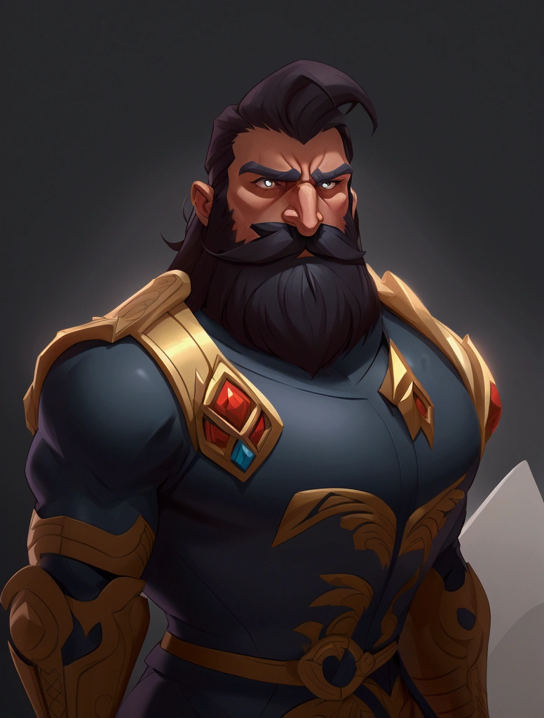 Close-up of a cartoon character with a beard and moustache, A song inspired by Johannes Helgeson, Stylized concept art, 3d rendering stylized, Stylized game art, Stylized characters, Character art close-up, Hero Character Art, close-up character, very Stylized characters design, stylized 3d, Muscular personality, Game character art, Stylized characters design