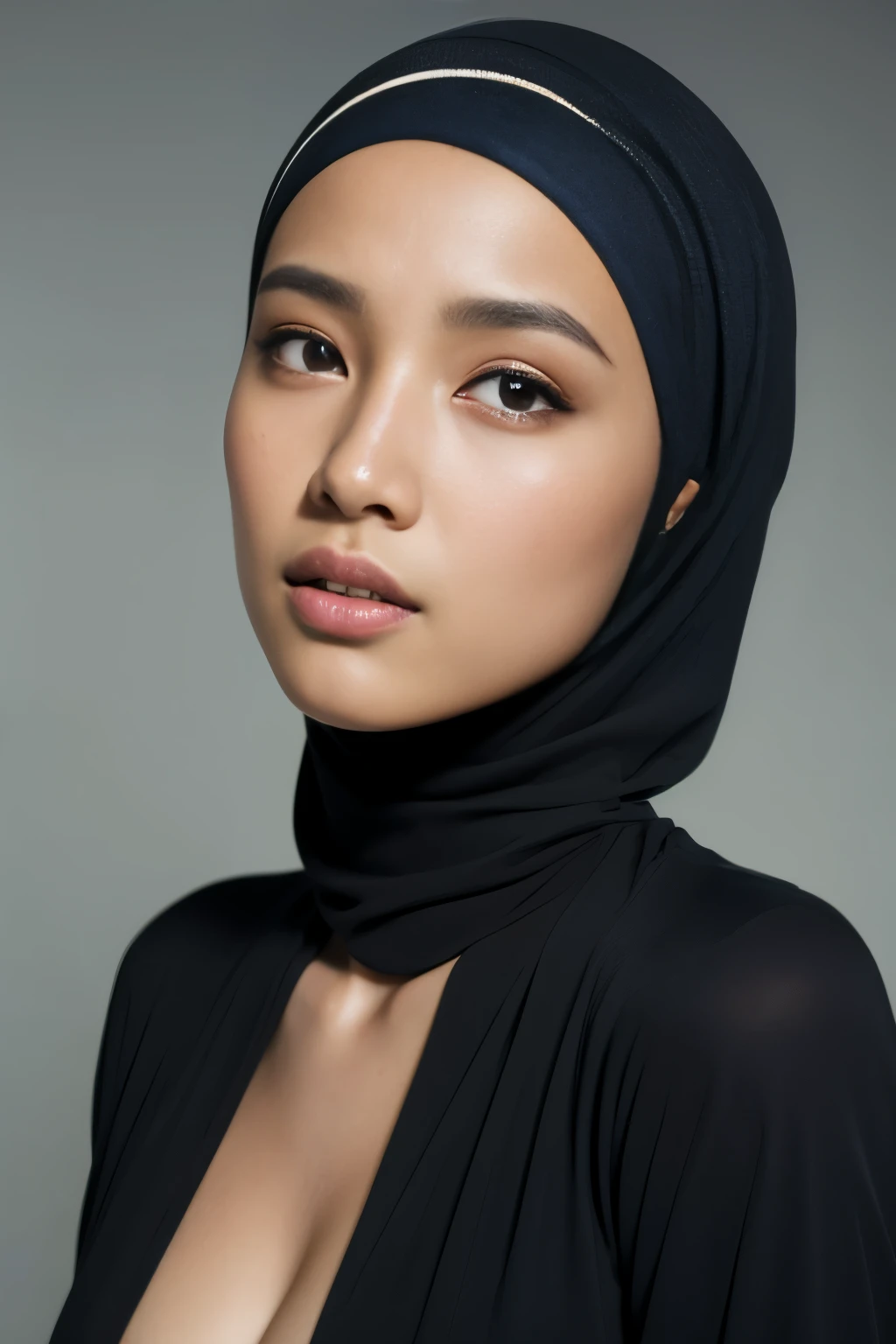chocolate-skin, dark skinned, superhero, javanese, bali, aceh, indonesian, malay, (((hijabi))), ((nude)), ((nsfw)), reflection light, chiaroscuro, depth of field, cinematic lighting, ray tracing, Sony FE GM, UHD, super detail, masterpiece, textured skin, high details, best quality, award winning,3D,hdr(HighDynamicRange),Ray tracing,NVIDIA RTX,Hyper-Resolution,Unreal 5,Subsurface scattering、PBR Texture、post-proces、Anisotropy Filtering、depth of fields、maximum definition and sharpness、Many-Layer Textures、Albedo e mapas Speculares、Surface coloring、Accurate simulation octane rendering of light-material interactions、Two-colored light、largeaperture、Low ISO、White balance、the rule of thirds、8K raw data