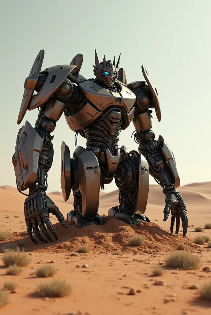 Create real megatron broken abandoned in the desert 