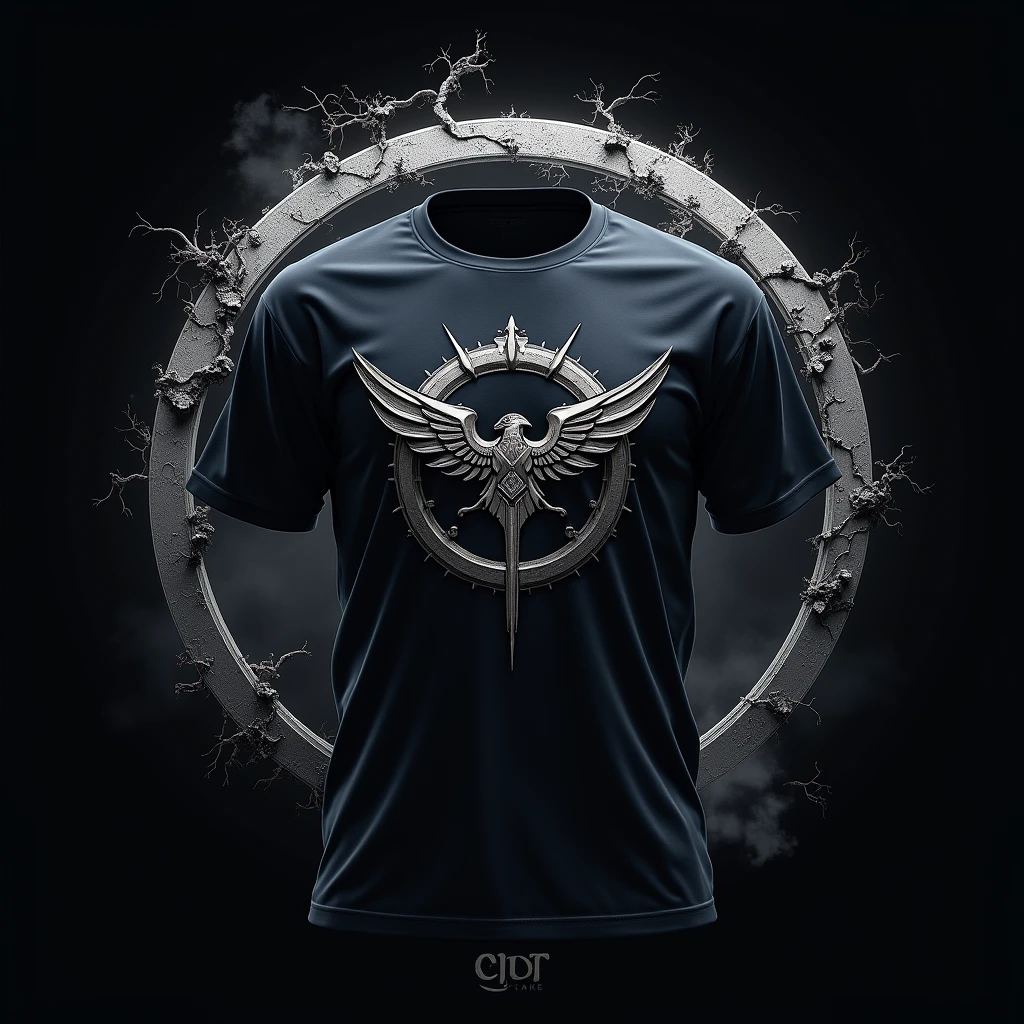 Design circular, t-shirt designer, 2d ilustration , epic lighting, realistic, cinematographic,dark blackground,
