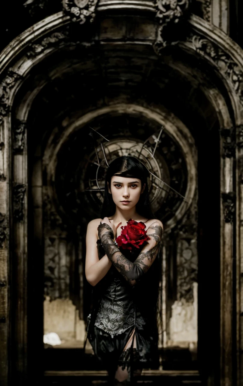 Beautiful 18 year old girl, dark shaped eyes, breasts big, 8k, Maximum quality, (very detailed head: 1.0), (very highly detailed face: 1.0), (very detailed hair: 1.0), very detailed official art, style of , long straight black hair, vampires, dark, sexly, bloodstains
