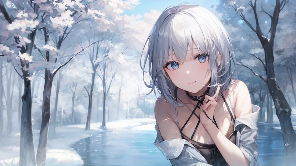 Ultra HD,Look at the viewers, Place your hands behind your back, With a girl, 20-year-old, 非常にshort hair, Long bangs between the eyes, Pale blue eyes, Very detailed,(masterpiece、Highest quality),Gray Hair、Laughter、wonderful, Silver Hair, iris, short hair、 Fluttering Hair、Small face、明るいsmile、(Detailed face) ,Professional Lighting,wonderful風景,blue sky, sunlight,Looking down from above,Portraiture、Open your mouth、Flower Field、Her eyes were shining、Mysterious and enchanting atmosphere。With AI Painting、とてもshort hair, Long bangs between the eyes, Very detailed,(masterpiece、Highest quality)、alone、Gray Hair、Fantasy, Silver Hair, Fantasyな風景、smile、Open your mouth、short hair、short hair、hairpin、black eye、Grey Eyes、Beautiful Eyes、Black Shirt、White hoodie