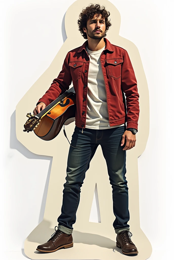 It represents in non-literary image cutouts the personality of an extroverted man who loves music and is self-confident., who is very sociable and relaxed