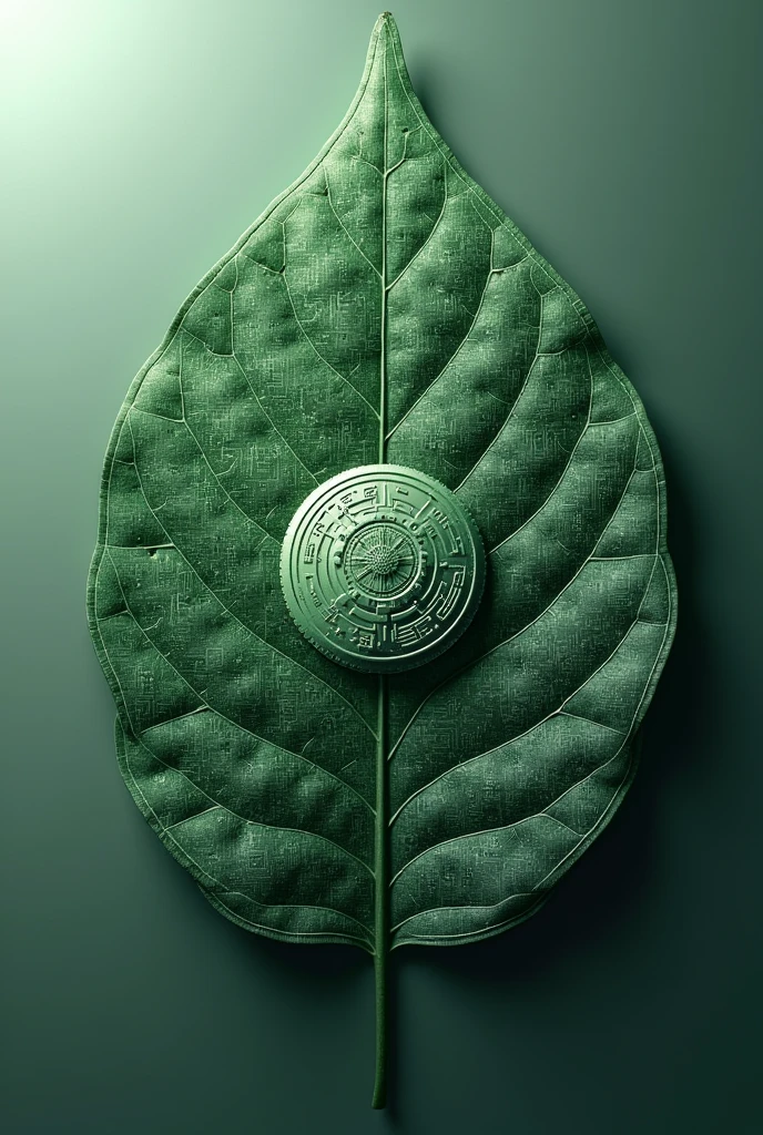 A leaf with circuitry pattern, logo
