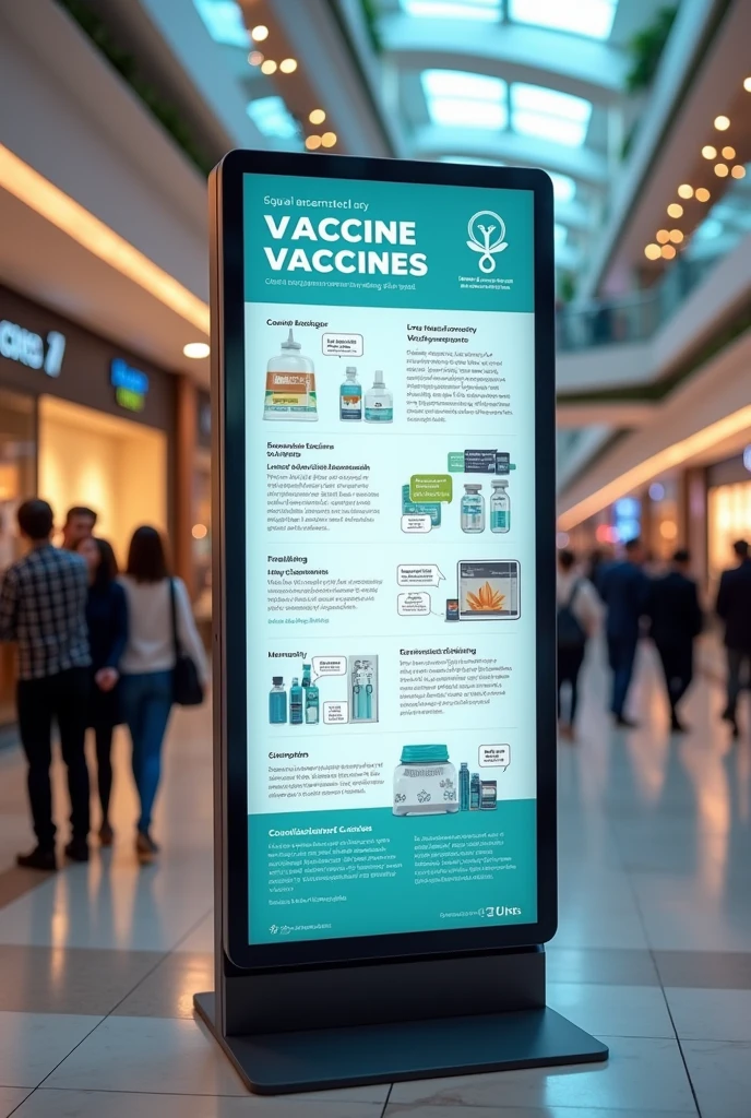 Vaccine information panels in shopping mall