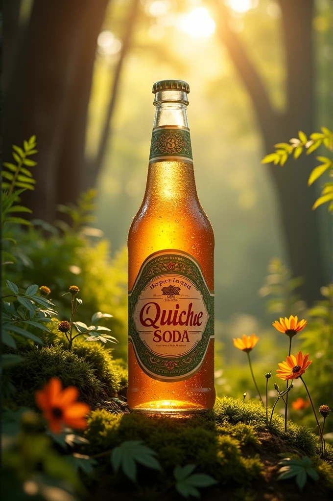An Indian quiche soda in the woods on a sunny day