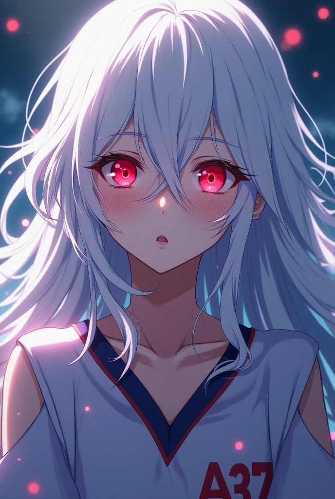 Can you create a character from the Haikyu series?!! Female with long white hair, red eyes and very beautiful with a twin brother, but masculine.