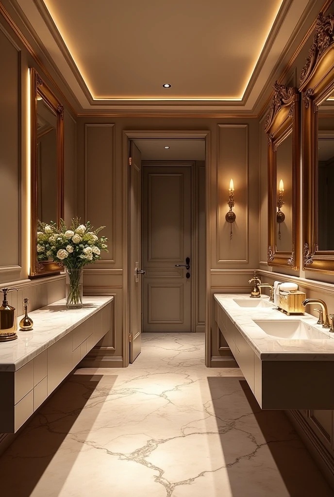 Elegant restaurant bathrooms 

