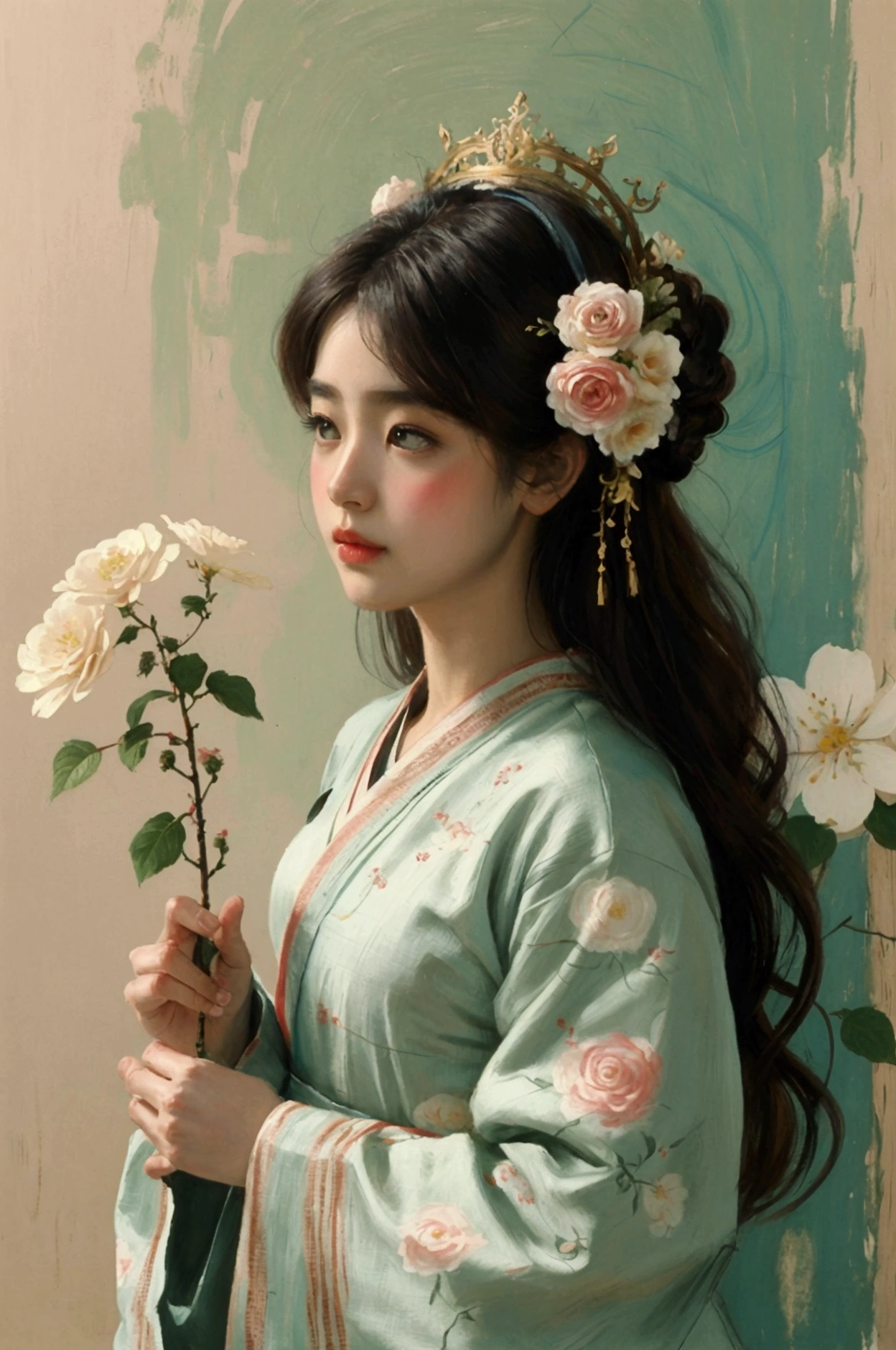 (tmasterpiece,quality,Best quality,offcial art,Beauty and aesthetics:1.2), 1 Lady, nurses, tightsuit, nurses Cap, White sanitary ware, ((Below is the white one, absolute chance)), Tight gloves, whitegloves, ssmile, everlasting, Watch from behind, looking back over shoulder at viewer, Clear silhouette, short- sleeved, A mature woman, 35yo, middlebreast, Transcendent, lacivious pose, The are visible,Very meticulous,(s fractal art:1.1),(One color:1.1)(flowers in full bloom:1.3),Most detailed,( tangled:1.2), (动态lacivious pose), (abstract backgrounds:1.3), (Traditional Chinese fabrics:1.2), (Skin glows), (Lots of colors:1.4), ,(ear nipple ring:1.4),(Decorative painting:1.6,), lamplight,Ink painting and watercolor,ink,water ink,