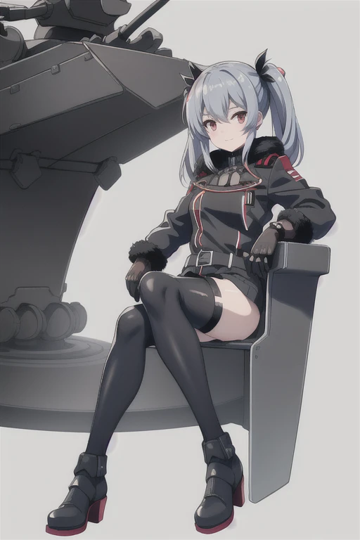 prinz eugen \(warship girls r\),black leather rider jacket, Fingertips of black leather gloves on both hands, wearing black leather gloves, sitting in a black leather chair、 Japanese female new employee (black leather gloves cover both hands) (The angle is horizontal)、black leather leather pants, black leather black leather pants, black leather skinny pants、Long black leather boots on both feet、 ((He wears black leather gloves on his hands))Full body photo, full body shot full body full body leather suit, ☺If you turn in this direction。wearing black leather gloves, wearing black leather gloves, wearing black leather gloves, wearing black leather gloves, wearing black leather gloves, wearing black leather gloves, Red eyes with highlights, Blue short hair(delicate eyes)，twintails