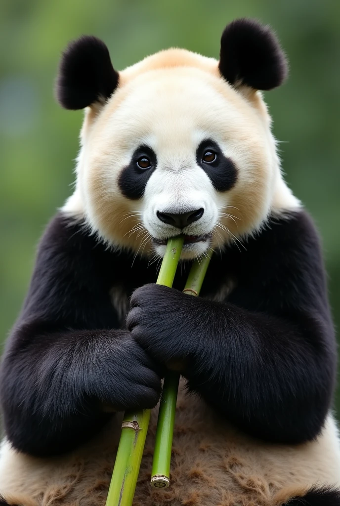 Panda eats bamboo