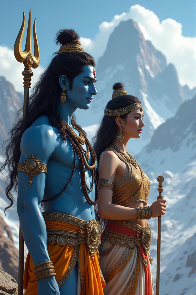 Mahadev with lordess parvati at kailasn mountain